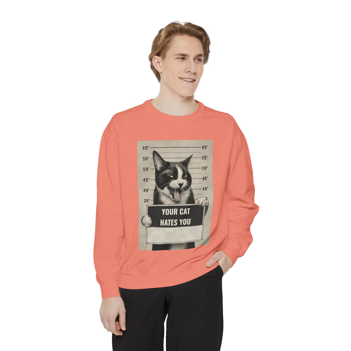 Cat Mugshot Sweatshirt — “Your Cat Hates You” Vintage Pet Lover Pullover