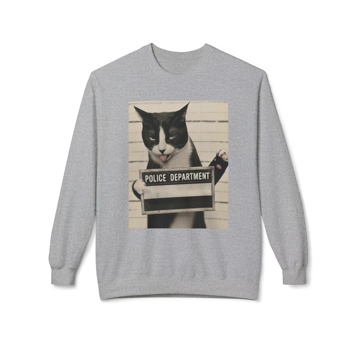 Mugshot Cat Sweatshirt - Vintage Police Department Kitty Crewneck