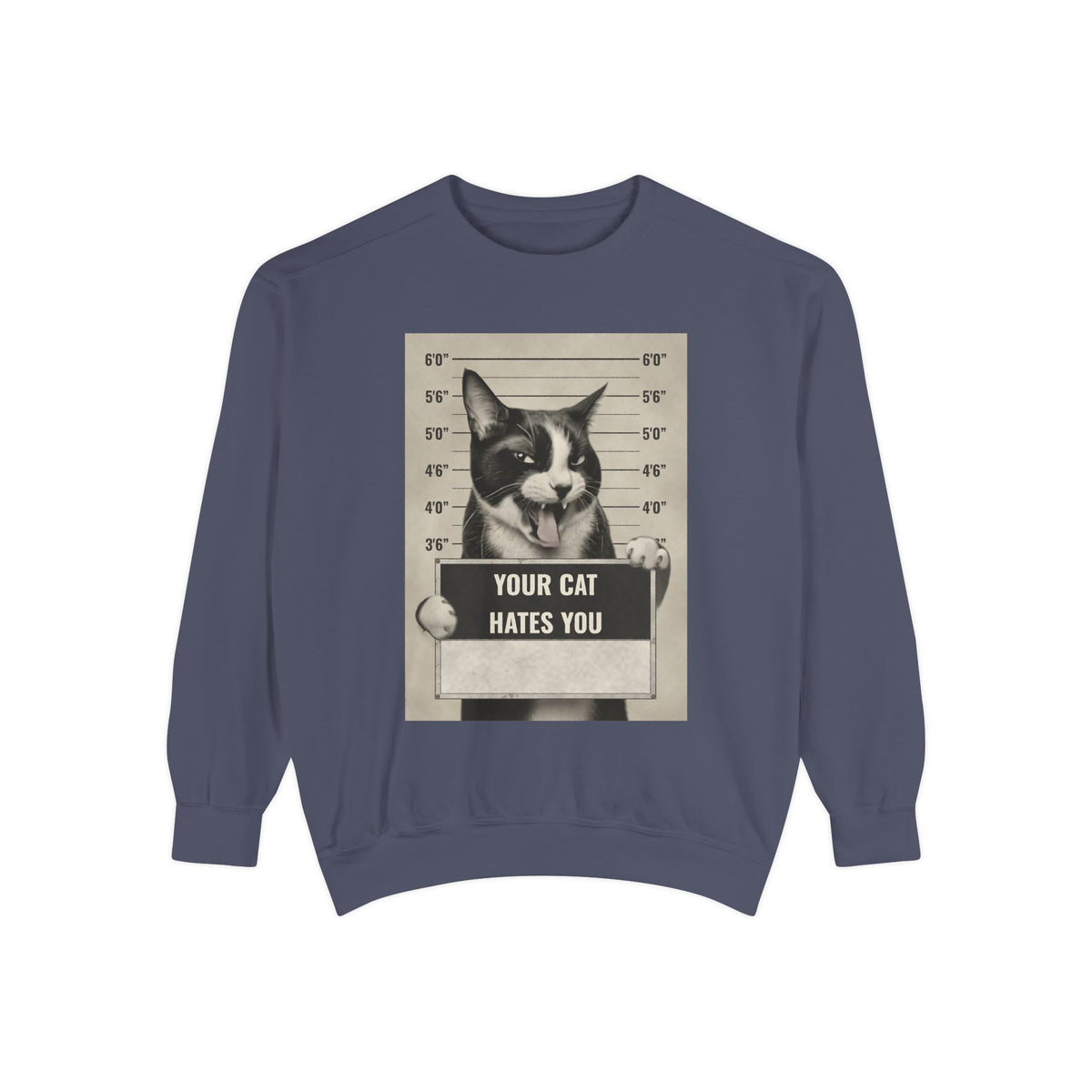 Cat Mugshot Sweatshirt — “Your Cat Hates You” Vintage Pet Lover Pullover