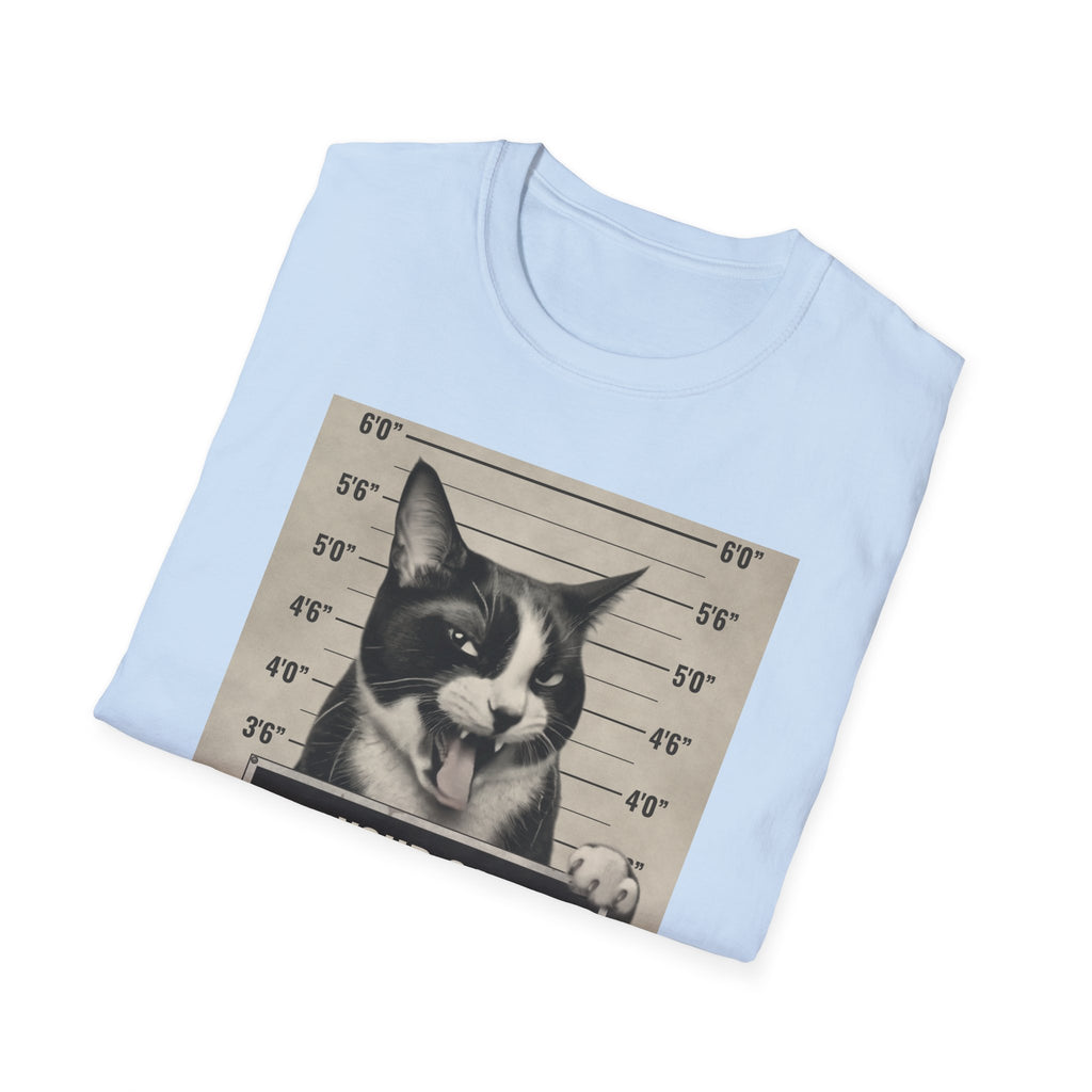 Cat Mugshot T-Shirt — “Your Cat Hates You” Funny Cat Lover Tee
