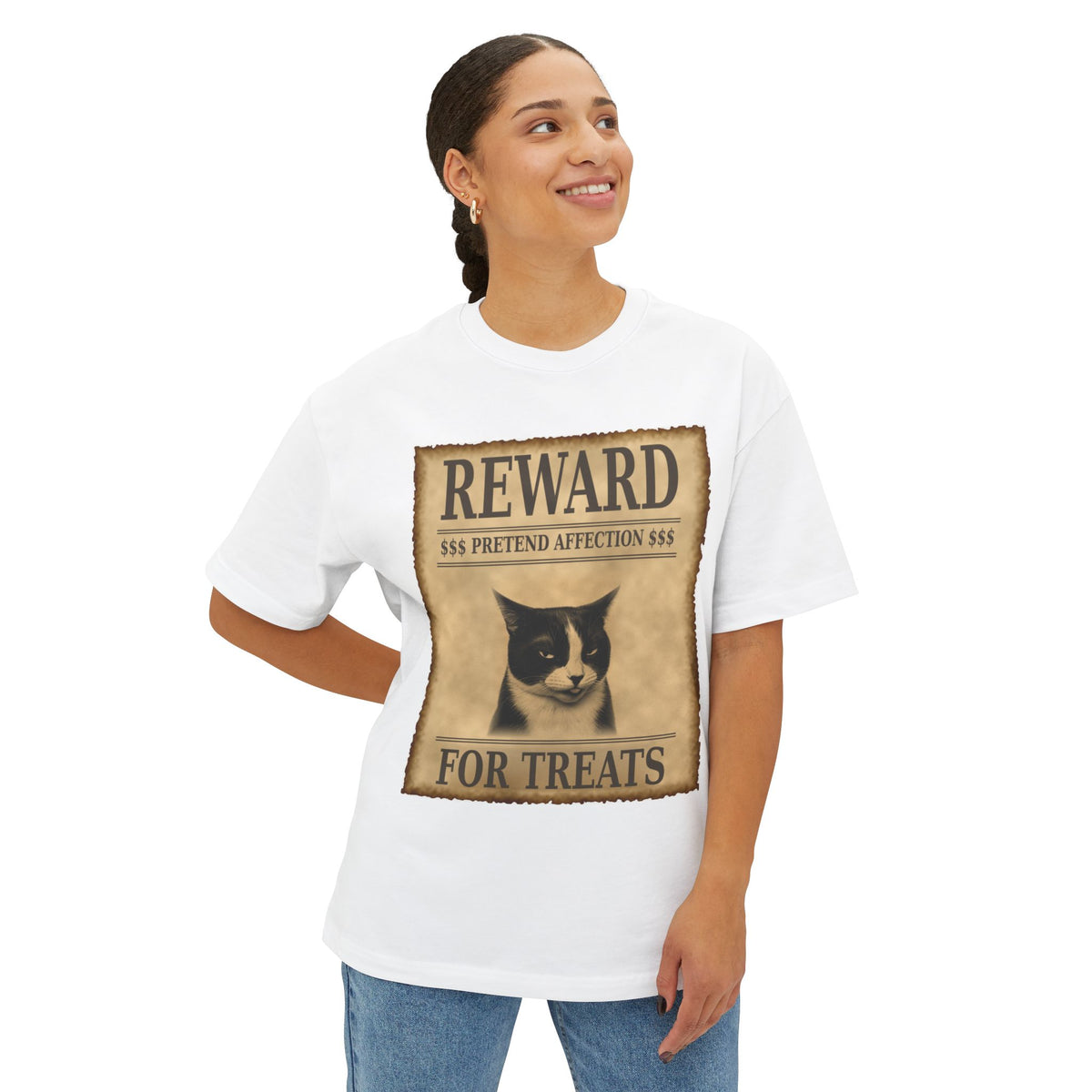 Reward for Treats Cat Tee — Vintage Wanted Poster Graphic T-Shirt