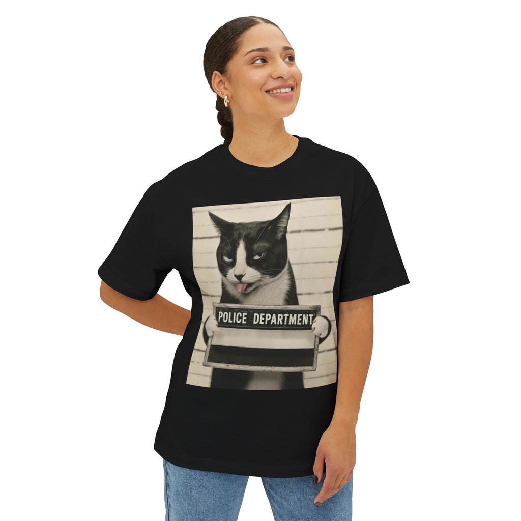 Mugshot Cat Tee — Vintage Police Department Cat Graphic Shirt
