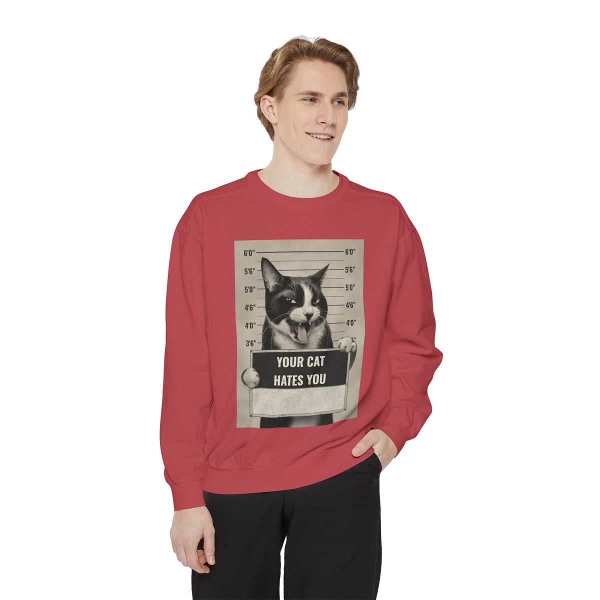 Cat Mugshot Sweatshirt — “Your Cat Hates You” Vintage Pet Lover Pullover