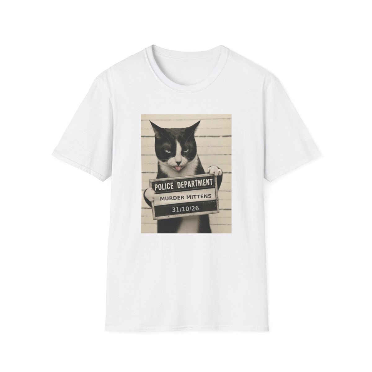Mugshot Cat T-Shirt — 'Murder Mittens' Vintage Police Poster Tee