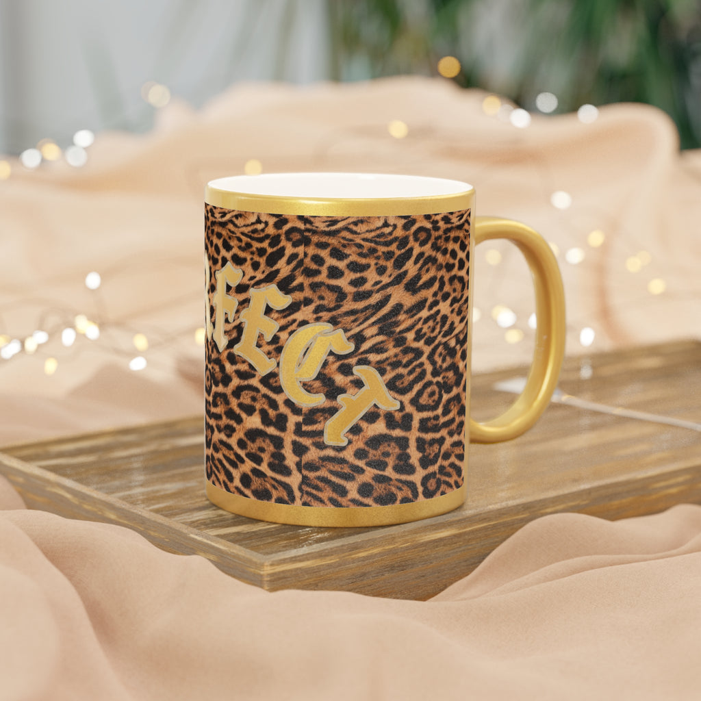 Jaguar 'Purrr' Metallic Mug — Gold Accent Cat Lover Coffee Cup
