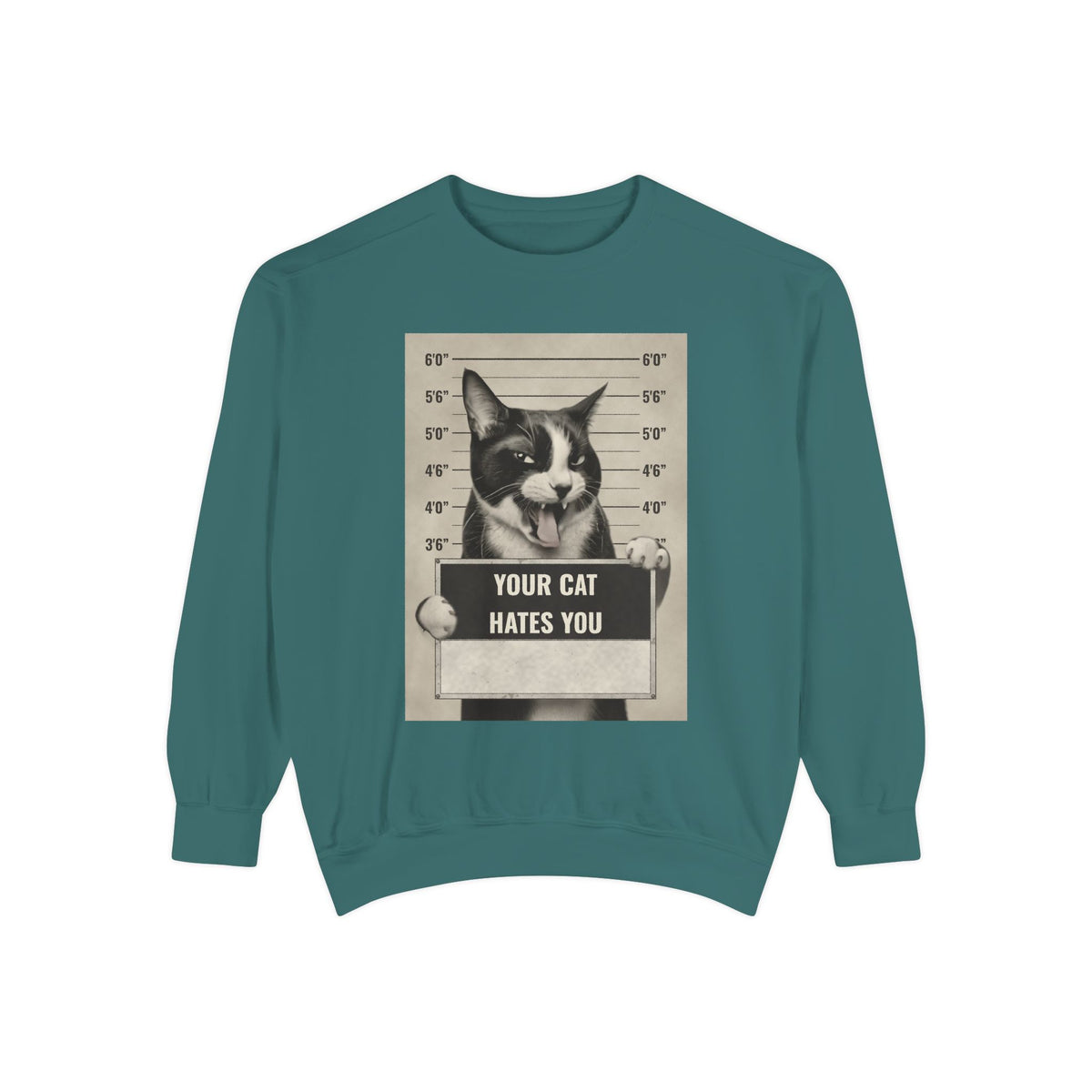 Cat Mugshot Sweatshirt — “Your Cat Hates You” Vintage Pet Lover Pullover