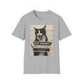 Mugshot Cat T-Shirt – 'Paws of Doom' Funny Vintage Police Poster Tee