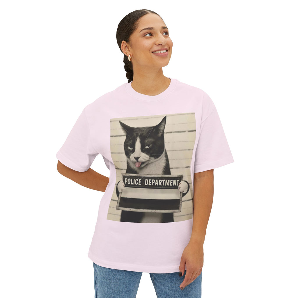 Mugshot Cat Tee — Vintage Police Department Cat Graphic Shirt