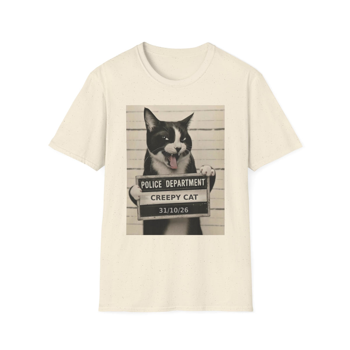Creepy Cat Mugshot T-Shirt — Funny Halloween Cat Shirt