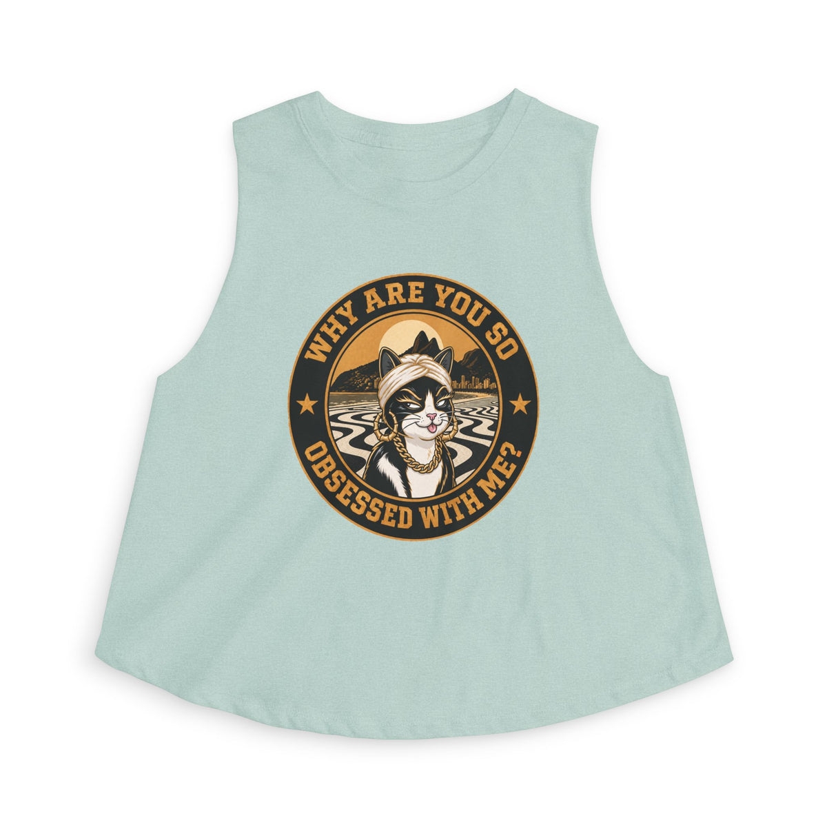 Retro Cat Portrait Women's Crop Top — Vintage Glam Kitty Graphic