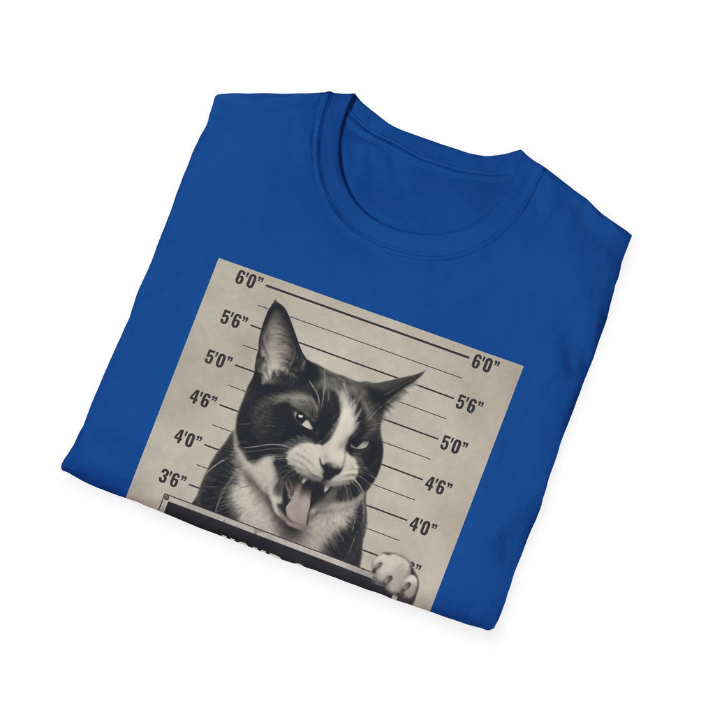 Cat Mugshot T-Shirt — “Your Cat Hates You” Funny Cat Lover Tee