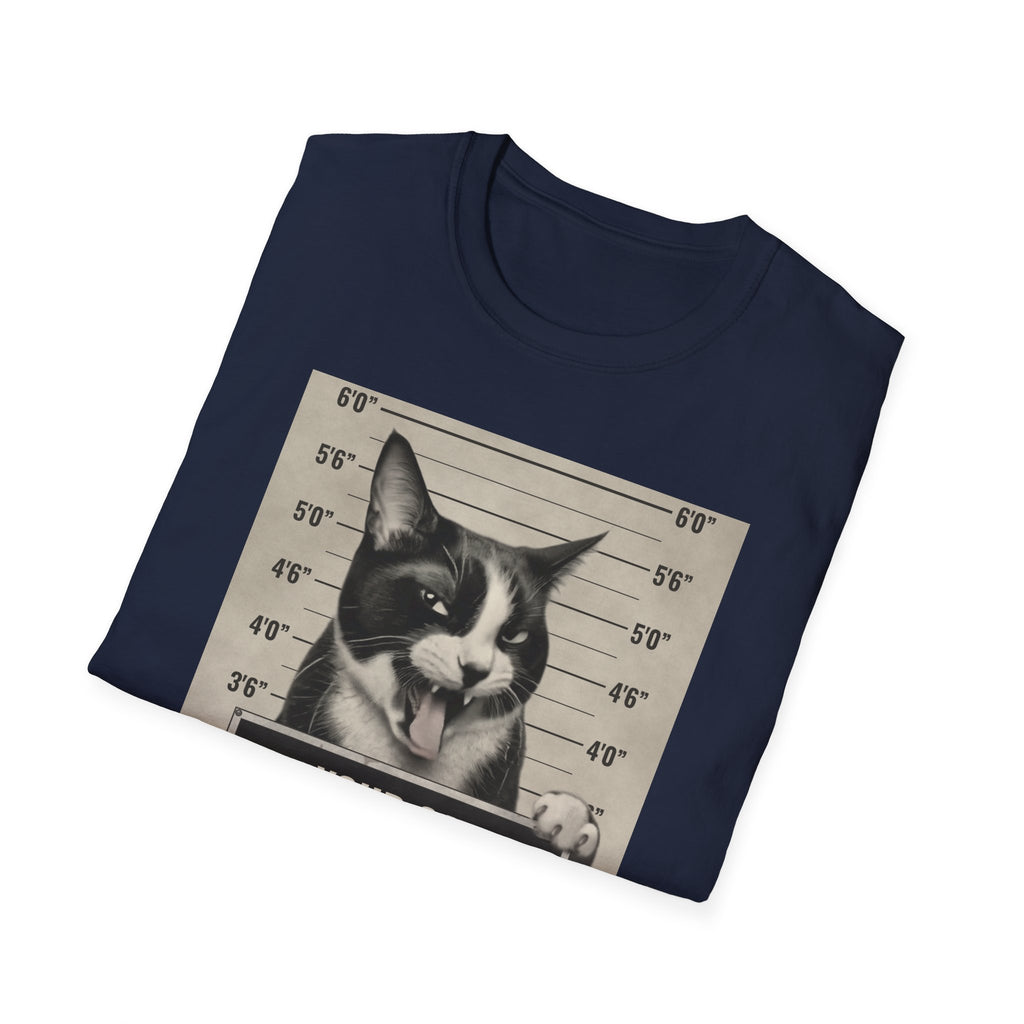 Cat Mugshot T-Shirt — “Your Cat Hates You” Funny Cat Lover Tee