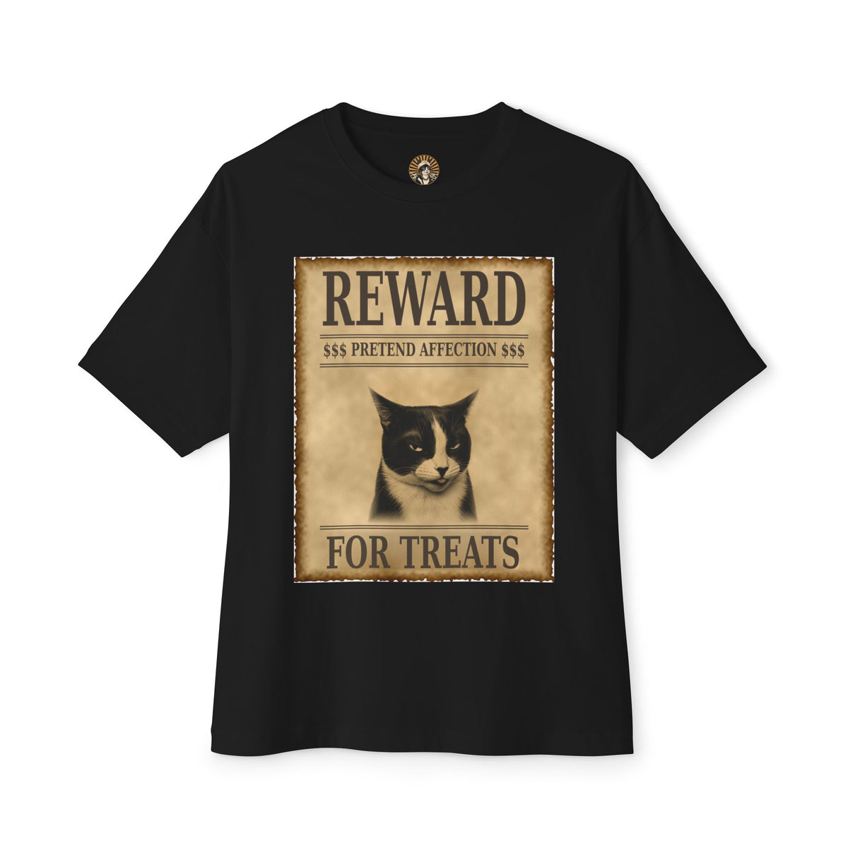 Reward for Treats Cat Tee — Vintage Wanted Poster Graphic T-Shirt