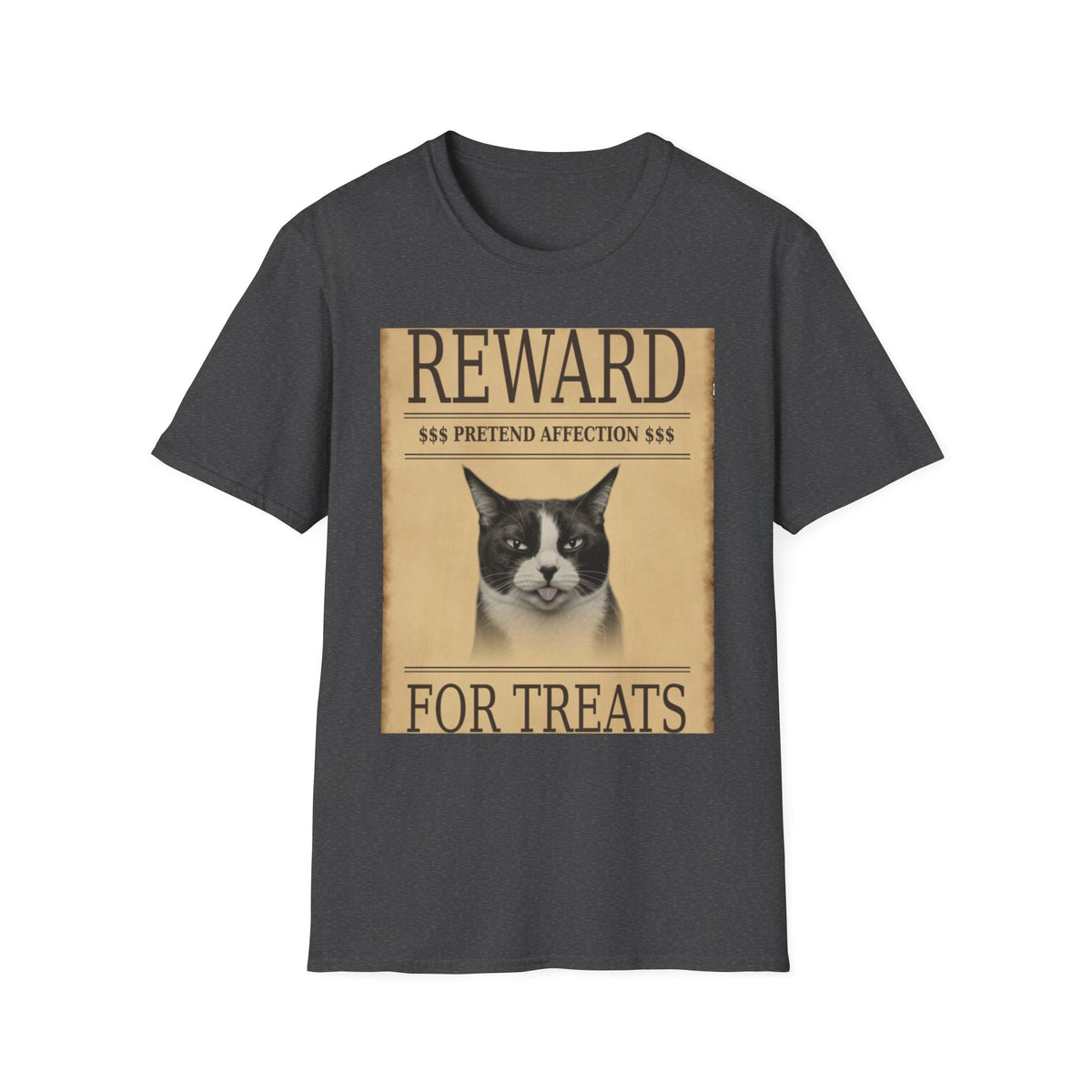 Reward for Treats Cat T-Shirt — Vintage Wanted Poster Cat Tee
