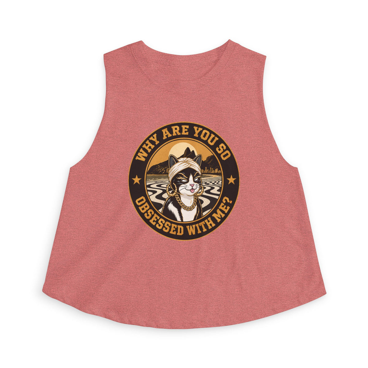 Retro Cat Portrait Women's Crop Top — Vintage Glam Kitty Graphic
