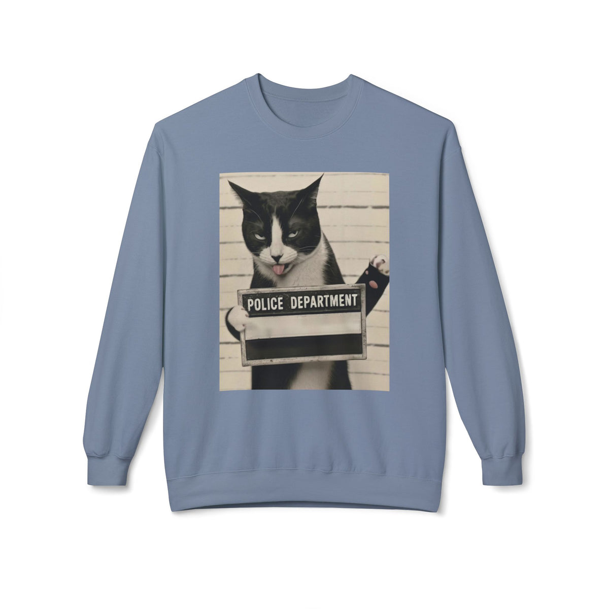 Mugshot Cat Sweatshirt - Vintage Police Department Kitty Crewneck