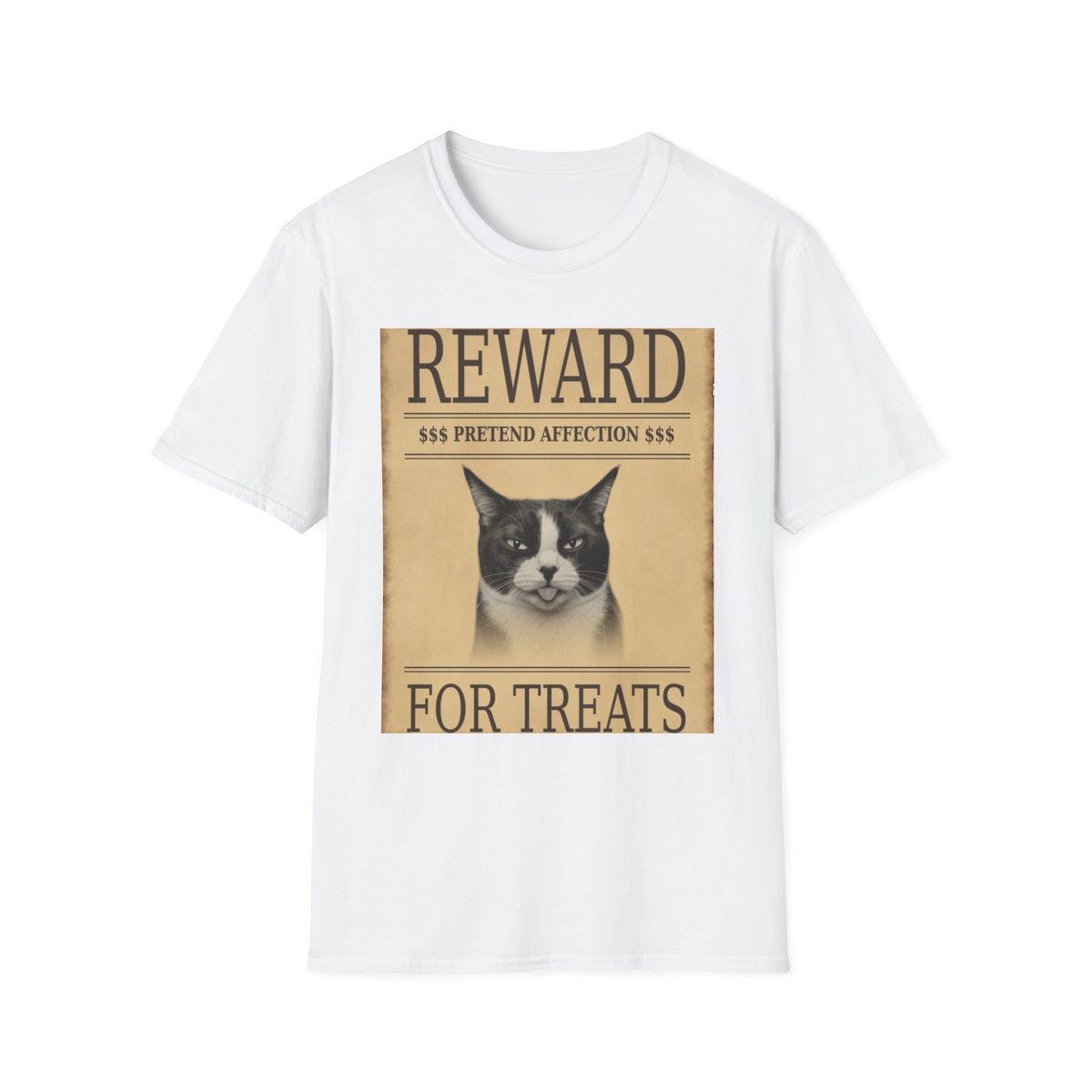 Reward for Treats Cat T-Shirt — Vintage Wanted Poster Cat Tee