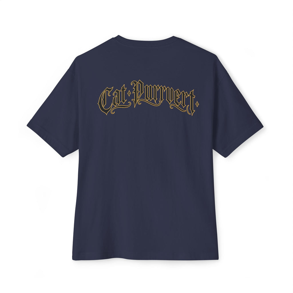 Cat Wave Tee — Retro Samurai Cat Graphic Boxy T‑Shirt